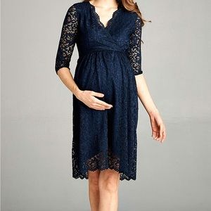 Blue Lace Maternity Dress